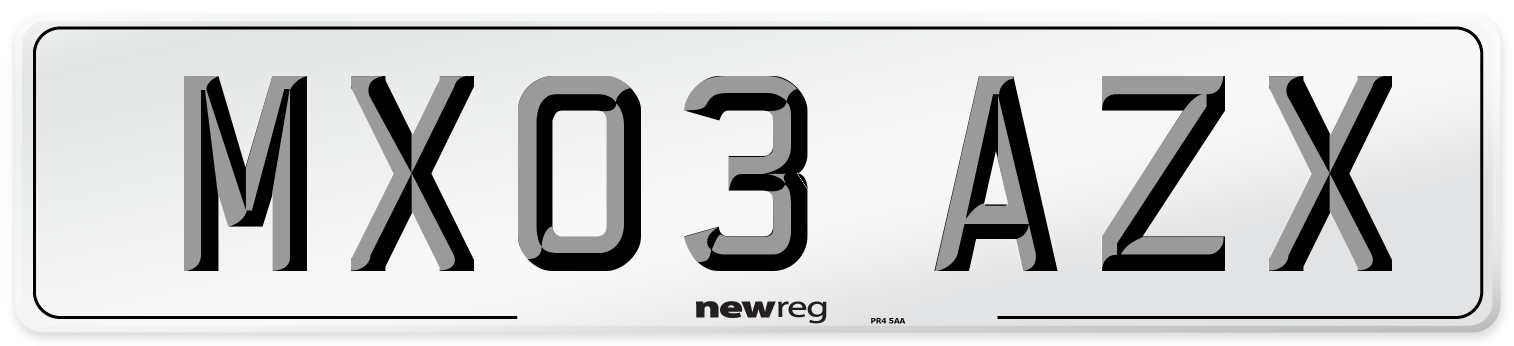 MX03 AZX Number Plate from New Reg